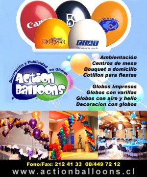 actionballooons Anuncios gratis en Las Condes |  Decoraciones con globos;Arreglos con globos:Globos Gas Helio, decoracion y arreglos con globos