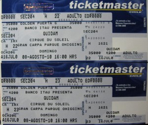 Dexter Anuncios gratis en Valpara&iacute;so |  2 Entradas Cirque Du Soleil - 8 De Agosto - Quidam, Por accidente de un familiar