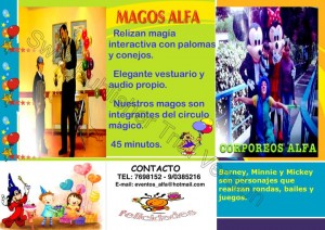 Alfa Eventos Cumplea&ntilde;os Anuncios gratis en &Ntilde;u&ntilde;oa |  Animaciones Infantiles Payasitas Titeres Magos Moniotras Lazy Tawn 7698152, Barney Minnie Mickey Camas Elasticas Castillos Inaflables Mesas y Sillas.