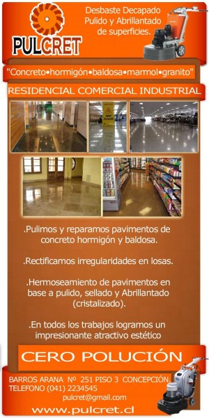 Alvaro Sanzana F. Anuncios gratis en Concepci&oacute;n |  PULIDO DE BALDOSAS Y HORMIG&Oacute;N., SERVICIO DE PULIDO EN SECO Y H&Uacute;MEDO.