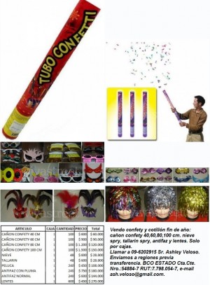 ashley veloso Anuncios gratis en Estaci&oacute;n Central |  CONFETY y COTILL&Oacute;N, tubos, antifaz, nieve, pelucas, 2011