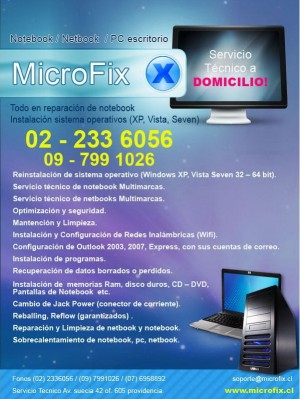 microfixchile Anuncios gratis en Huechuraba |  Servicio tecnico de computadores, pc, notebook, redes, Reparacion de PC y laptops a domicilio