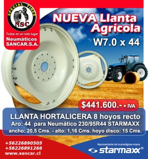 SANCAR S.A. Anuncios gratis en Valpara&iacute;so |   precios insuperables llantas cami&oacute;n hortalicero starmaxx w 7.0 x 44,  precios insuperables llantas cami&oacute;n hortalicero starmaxx w 7.0 x 44