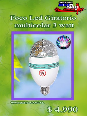 RENTAGAME CHILE Anuncios gratis en La Cisterna |  Foco led giratorio multicolor 3 watt precio: $ 4.990, Rentagame: es lider en iluminacion led