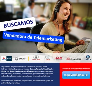 Derco Center Patricio Hidalgo Anuncios gratis en Santiago |  Ejecutivos (as) de telemarketing y ventas, con experiencia, Ejecutivos (as) de telemarketing y ventas, con experiencia