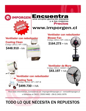 Imporgte s.a Anuncios gratis en Santiago |  Ventiladores con humificador para packing, casas e invernaderos, Ventiladores especiales para packing , casas e invernaderos