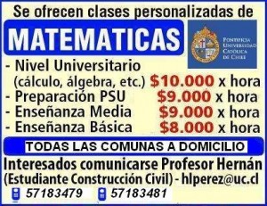 HERNAN ALBERTO PEREZ MOYA Anuncios gratis en Santiago |  Clases particulares de matematicas a domicilio todos los niveles, Algebra calculo psu media basica universidad