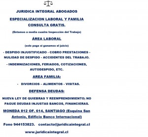 juridica integral Anuncios gratis en Santiago |  Abogado laboral- defensa deudores- nueva ley de quiebras y reemprendim, Deten alza isapres, divorcios, defensa deudores, despidos, prestacione