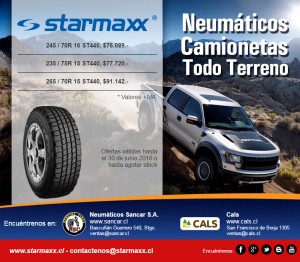 Sancar S.A. Anuncios gratis en Santiago |  Neum&aacute;ticos camioneta todo terreno st440 starmaxx sancar, Oferta junio 2016 sancar, cals, starmaxx, 4x4, suv