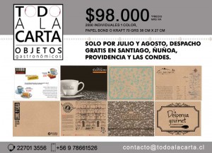 Rodrigo Flores H Anuncios gratis en Providencia |  Individuales de papel kraft personalizados para restaurantes y cafeter, Individuales y manteles para restaurantes