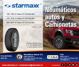 Sancar S.A. Anuncios gratis en Santiago |  Oferta neum&aacute;ticos autos y camionetas starmaxx tolero, Sancar, cals, oferta todo chile
