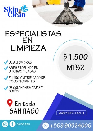 Skip clean Anuncios gratis en Providencia |  El mejor servicios de limpieza de alfombra a domicilio,  limpieza de alfombras en toda la región metropolitana