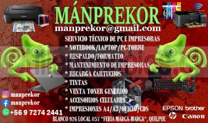 Manprekor Anuncios gratis en Quilpu&eacute; |  Servicio tecnico pc e impresoras + accesorios, Accesorios para pc, impresoras y celulares