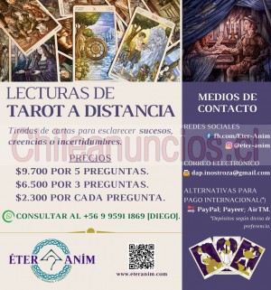 Diego painepan Anuncios gratis en Santiago |  Lecturas de tarot a distancia [whatsapp] - 2021, Éter-aním: lecturas online de tarot