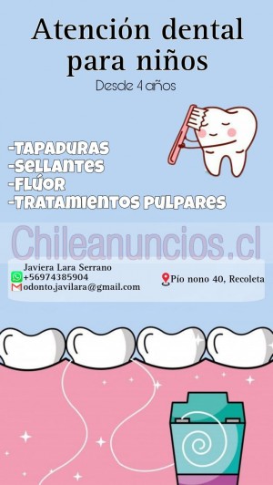 Javiera lara  Anuncios gratis en Santiago |  Atención dental para niños/as  y adulto mayor., Valores inferiores a los de mercado.