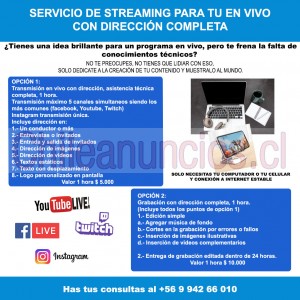 Felix barría Anuncios gratis en Vi&ntilde;a del Mar |  Servicio streaming con dirección y apoyo técnico, Apoyo técnico