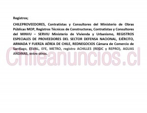 Cvbb Anuncios gratis en Las Condes |  Registros con asesoria mop minvu y otros, Proveedores