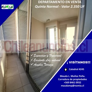 Mauda muñoz p. Anuncios gratis en Quinta Normal |  Vendo hermoso departamento en quinta normal catedral 4245, Cómodo tanquilo funcional