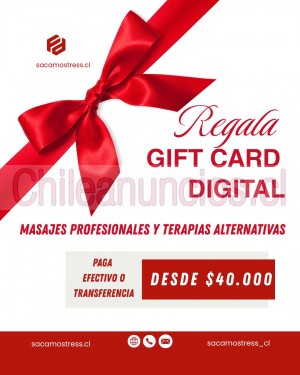 Maria jose Anuncios gratis en Las Condes |  Gift card  masajes navidad sacamostress empresas y regalos, Regala gift card experiencias de relajación y bienesta regala 